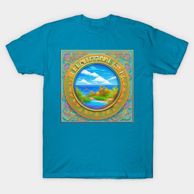 Abstract Golden Summer Beach T-Shirt by Akamo